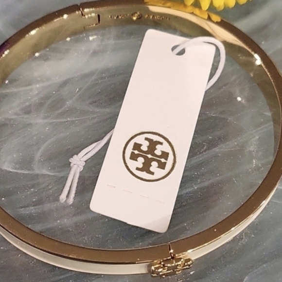 Tory Burch Cream and Gold Bangle Bracelet - Picture 4 of 4